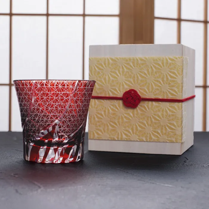 切子グラス菊つなぎ模様