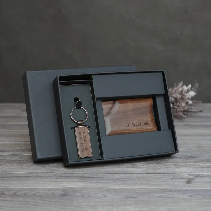木製キーリング＆落ちない名刺入れ