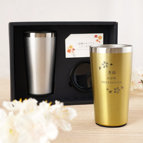 真空断熱ステンレスタンブラー 桜 日本語ver 450ml