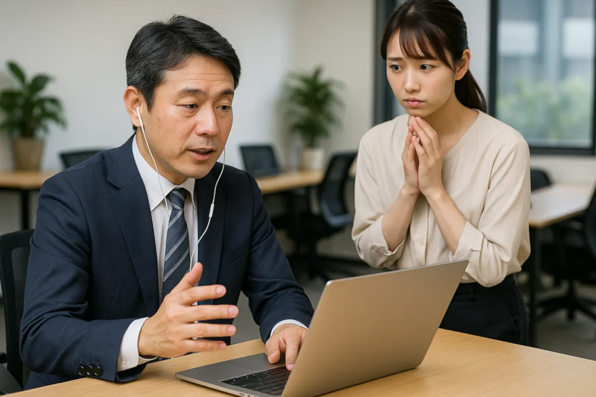 オフィスでのコミュニケーション課題のイメージ図