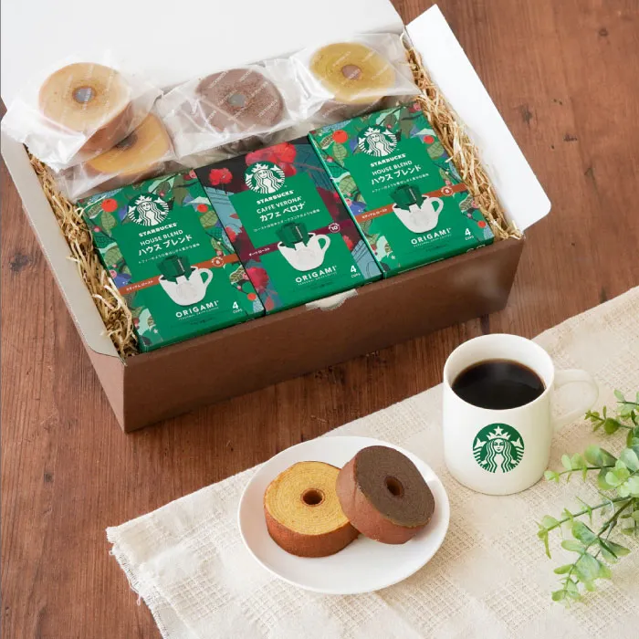 スターバックスコーヒー3個＋バームクーヘン6個ギフトセット