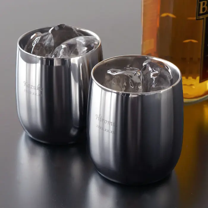 燕製 2重ステンレスロックグラス 250ml ペア