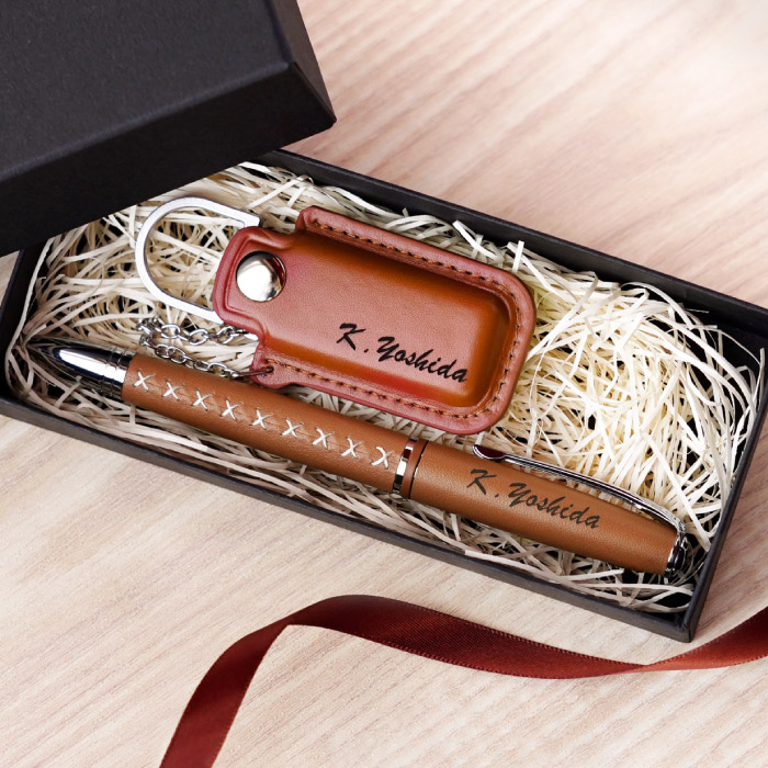 編み上げブーツペン×レザーカバーUSBメモリ2点ギフトセット