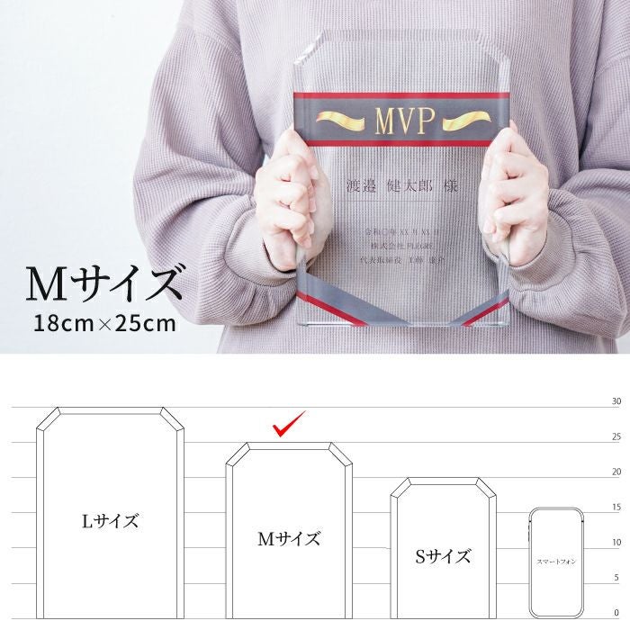 ガラス表彰盾サイズM