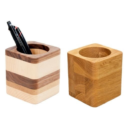 無垢材ペン立て角 サークル