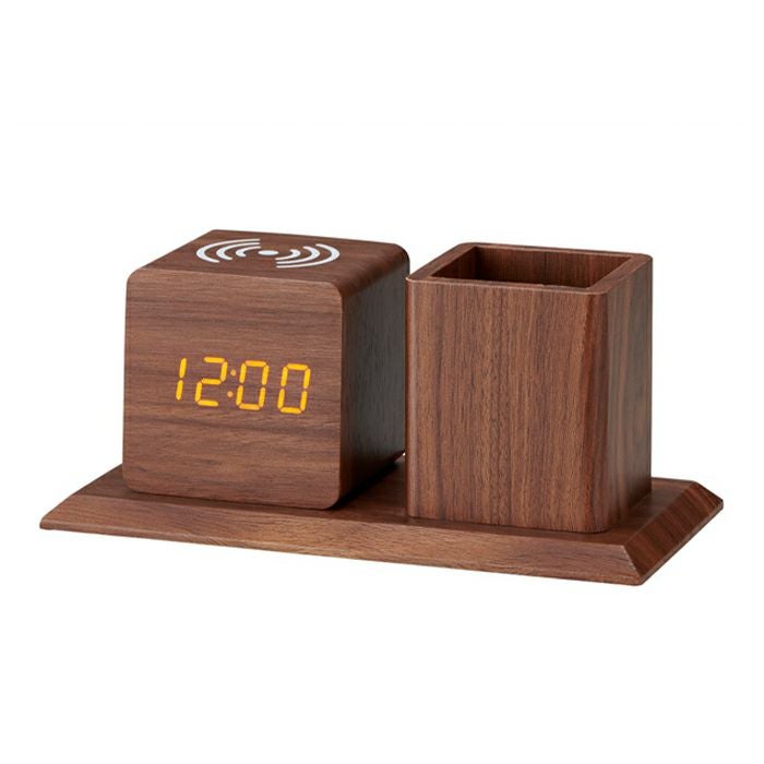 ペンホルダー付ワイヤレス充電クロック