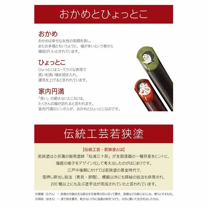おかめひょっとこ縁起箸 単品（1膳）