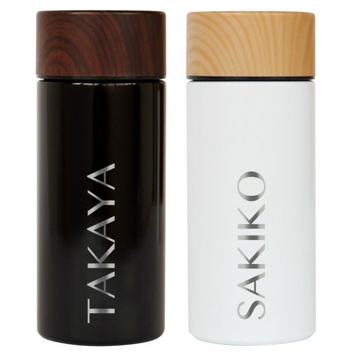 木目調 ステンレス ボトル 300ml ペア ブラック×ホワイト