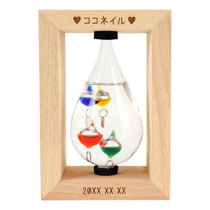 木製フレーム付きガリレオ温度計