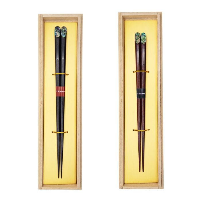 天然木・日本製 夢見月 煌きあわび箸 （1膳）