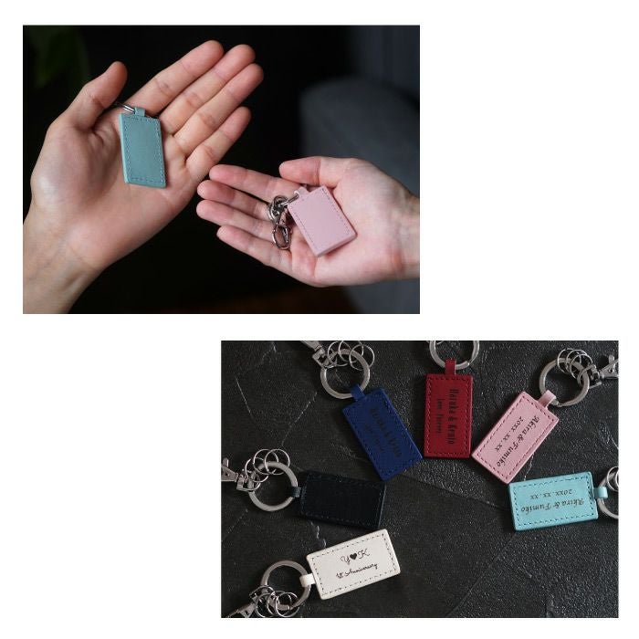 スクエアレザーキーホルダー　ペア