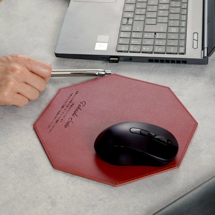 八角 本革 マウスパッド