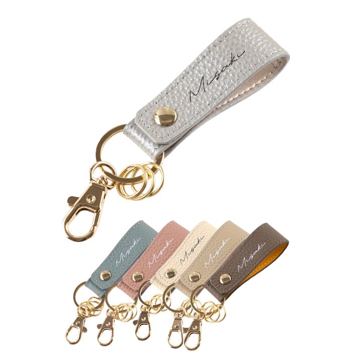 本革 バイカラースナップキーホルダー レディース