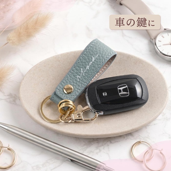 本革 バイカラースナップキーホルダー レディース