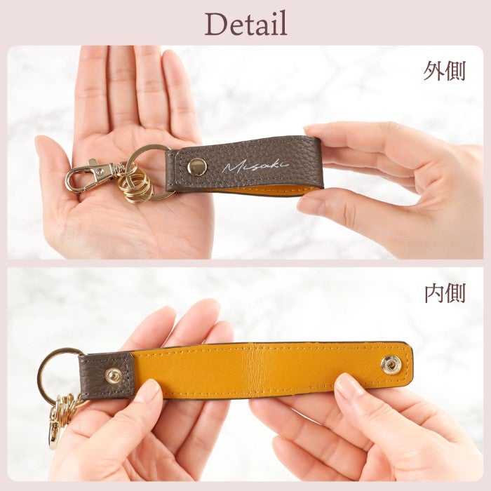 本革 バイカラースナップキーホルダー レディース