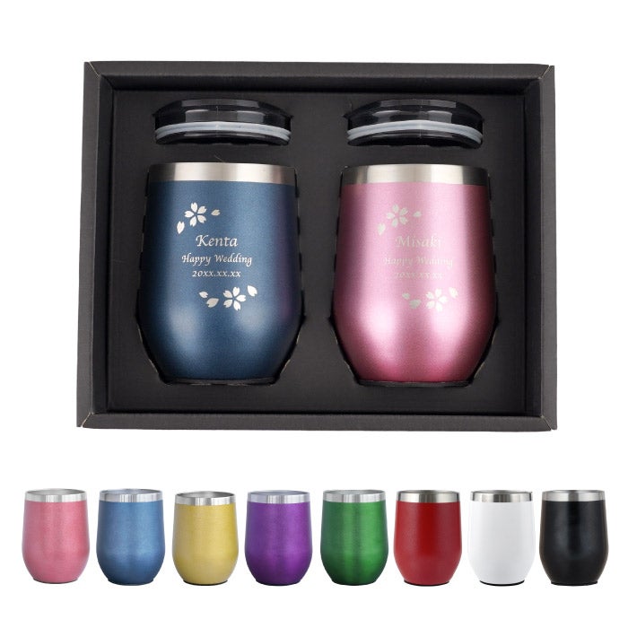 八福花フレームタンブラーペア ギフトセット 350ml
